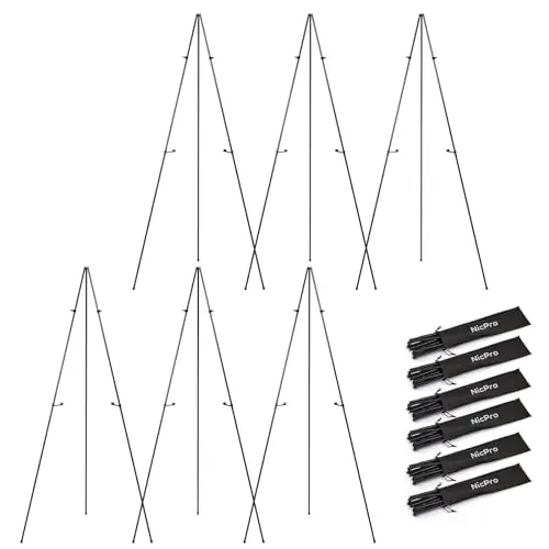 Nicpro Art Folding Easels for Display, 6 Pack 63 Inches Metal Floor