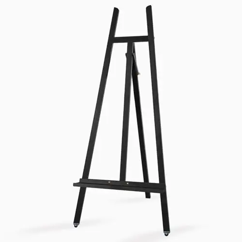 Frame Wooden Display Easel - Adjustable Lyre Beechwood Studio Easel Stand Holding Canvas Up to 90", Inclinable