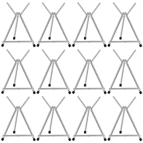 12 Pcs Aluminum 15‘‘ to 21‘‘ High Tabletop Easel Display Adjustable Portable Tripod Desktop with Extension Arm