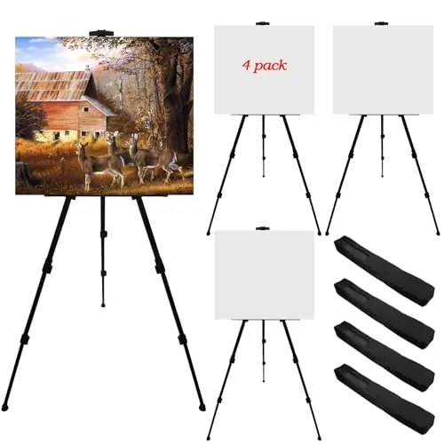 Art Easel Stand for Painting Canvases - 66-Inch Adjustable Metal for Adults Tabletop & Outdoor Use