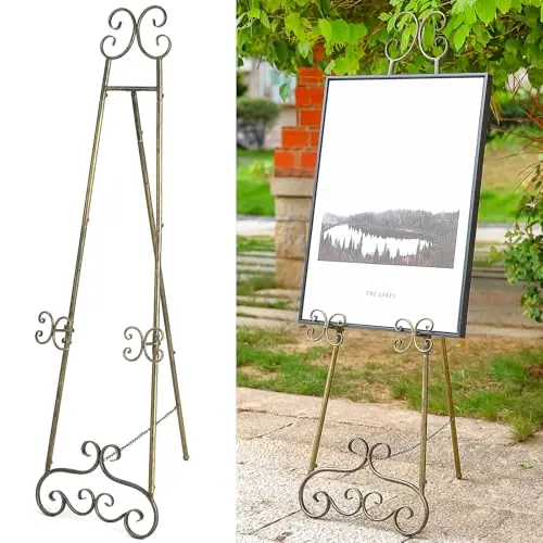 56" H Metal Scroll Extra Large Free Standing Adjustable Display Easel