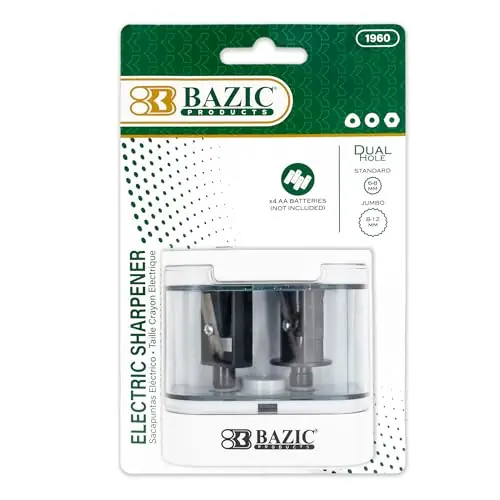 Products Electric Pencil Sharpener, Battery Powered Sharpener, 72 Count, Dual Holes Sharpeners for Standard No 2 Pencils