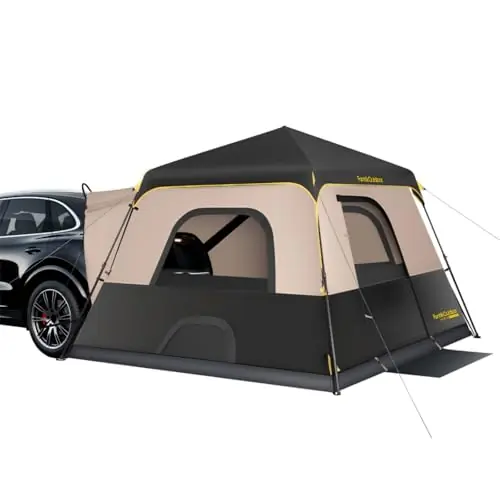 FanttikOutdoor Beta C6 Apex SUV Tent 6 Person Instant Cabin Car Tent Setup in 60 Seconds with Rainfly & Windproof Portable with Carry Bag for Family Camping, Upgraded Ventilation, Khaki