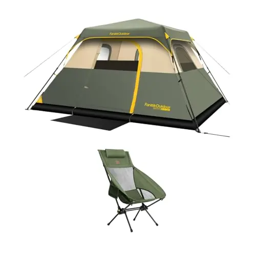 FanttikOutdoor Zeta C6 Pro Camping Tent 6 Person Instant Cabin Tent & FanttikOutdoor Zeta L8 Max Camping Chair
