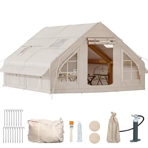 YITAHOME 13FT X 10FT Inflatable Camping Tent, Large Inflatable House Tents for 8 People with Pump, Easy Setup Waterproof Blow Up Tent with Explosion Proof Valve for Camping Hiking Backpacking