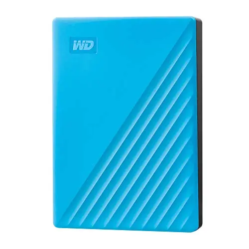 Portable External Hard Drive, Blue, backup software with defense against ransomware, and password protection