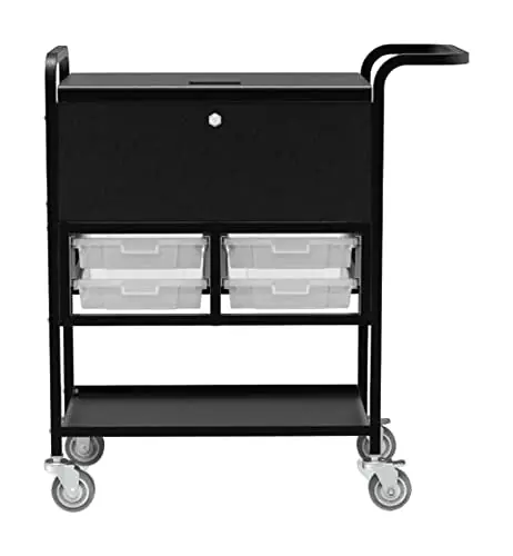 Luxor Indoor Modern Mobile Utility Heavy Duty Storage Organizer File Cart with Locking Cabinet