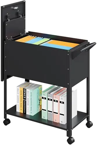 Rolling File Cart with Wheels Hanging Files,Rolling File Cabinet Organizer,Rolling Hanging File Folder Cart on Wheels