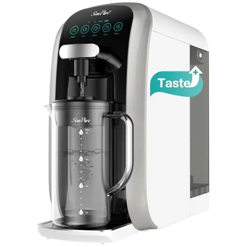 SimPure Y7T-C Countertop Reverse Osmosis Water Filter, NSF/ANSI 58 Certified, 5 Stage RO Water Filtration System, Water Purifier for Home, No Installation, 4 1 Pure to Drain, CTO Enhanced Taste