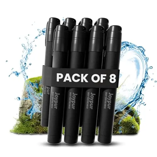 Camping Water Filtration Straw, Personal Water Filter Survival for Backup Filtration, Hiking, Travel - Emergency Portable Gear (Black, 8 Pack)