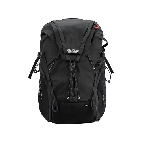 VSGO Pocket Ranger Outdoor Backpack - Expandable, Suitable for Outdoor Activities, with 24 Attachment Points (Black, 25-30L)