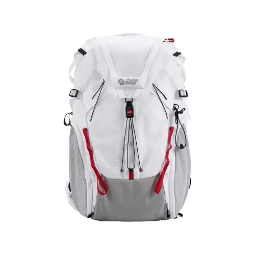 VSGO Pocket Ranger Outdoor Backpack - Expandable, Suitable for Outdoor Activities, with 24 Attachment Points (White, 35-42L)