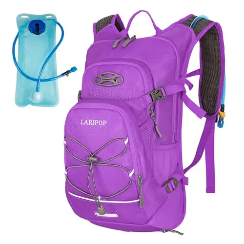 LARIPOP 18L Hydration Backpack with 2L BPA-Free Leak-Proof Water Bladder, Lightweight Breathable Reflective Daypack for Hiking Cycling MTB Trail Running Camping Men Women