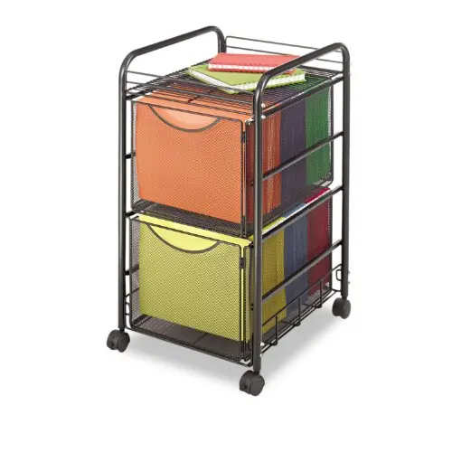 Safco Onyx Rolling Cart with 2 File Drawers, Fits Letter-Size Hanging Folders, Durable Steel Mesh Construction, Black