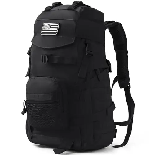 AUMENTAR 50L Tactical Backpack for Men and Women, Water-Resistant Molle Rucksack, Large Military Assault Pack for Hiking, Hunting, Camping, Gym & Outdoor Survival Black