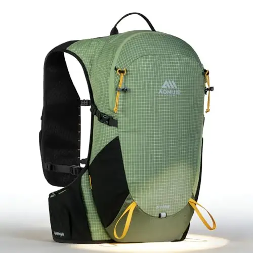 AONIJIE 18L Lightweight Hiking Backpack Waterproof, Backpacking Pack for Men Women, Hydration Hiking Pack with Multi Pockets & Waist Strap, Camping Travel Daypack - Green