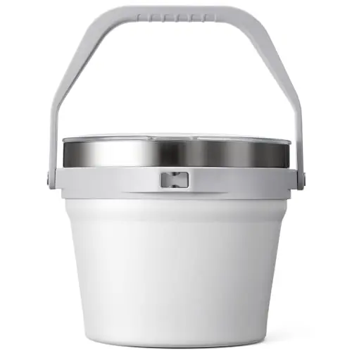 COKTIK 7L Insulated Ice Bucket with Lid,Double Wall Vacuum Stainless Steel Beverage Bucket Keeps Frozen Longer,Holds 6 Longnecks or 3 Bottles of Wine,for hot food, Large Parties(No Accessories, White)