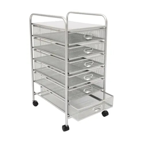 6-Tier Rolling File Cart with Mesh Drawers - 66 lb Capacity Mobile Storage for Office & Home