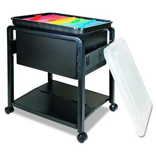 HomeStock Letter/Legal Rolling File Cart (18.5" L x 14.5" W x 21.75" H), Black, Lightweight