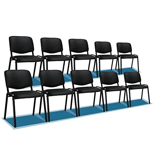 Waiting Room Chairs, 10-Pack PU Church Chairs Conference Stackable Set, Office Guest & Reception