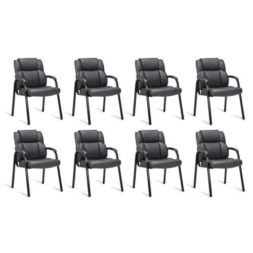Leather Guest Chair with Padded Arm Rest for Reception Meeting Conference and Waiting Room