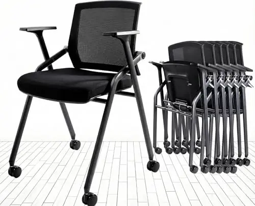 Office Chair Foldable Desk Chair Mesh Back and Arms for Conference Meeting Guest Reception Home Office