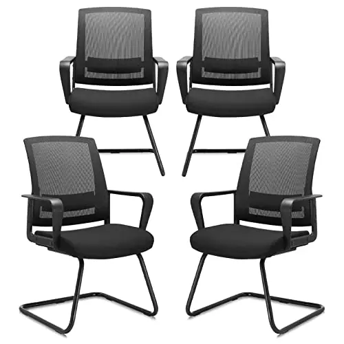 Office Guest Chair with Lumbar Support and Mid Back Mesh Space Air Grid Series for Reception