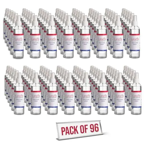 Latalia Unscented Hand Sanitizer Spray Refill Pack of 96 6.67 Fl oz with 80% Alcohol Bulk Hand Sanitizer