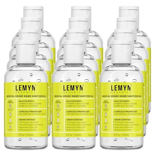 Lemyn Organics Medical‑Grade Hand Sanitizer Gel – 97 % Organic 70 % USP Ethyl Alcohol Moisturizing