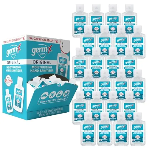 Hand Sanitizer, 2 Fl oz (Pack of 24), Less Drying Moisturizing Gel with Vitamin E