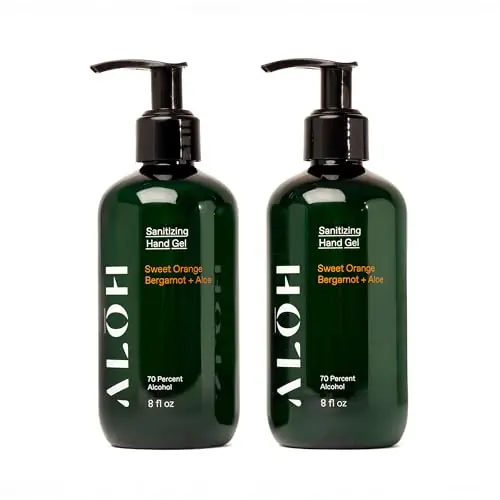 Aloe 70% Alcohol Hydrating Hand Sanitizer Gel with Essential Oil, for Kids & Adults 8oz Bottle (Set of 2