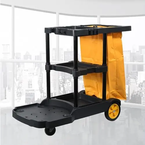 Hotel Cleaning Cart Heavy-Duty Housekeeping Trolley for Hotel Rooms Rolling Service Cart