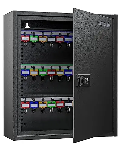 60 Position Key Cabinet Steel Security Storage Box with Combination & Key Lock, Resettable, Digital