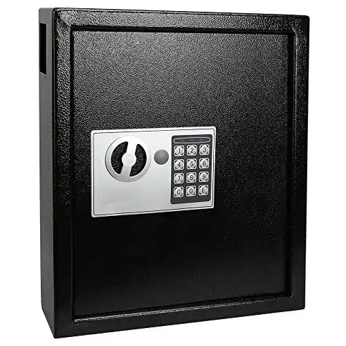 Electronic 40 Keys Cabinet Wall Mount, Digital Key Safe Lock Box, Large Security Lockbox for House Key