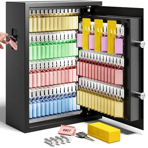 KornerBatl Heavy Duty 103 Position Key Lock Box with Code - Electronic Key Cabinet Wall Mount with Code - Secure Key Safe