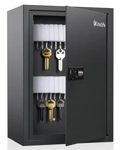 40 Position Slotted Key Cabinet with Combination Lock Resettable Black Digital Security Storage Box Steel Key Organizer