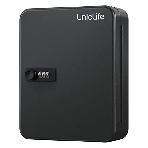 Uniclife 48 Position Key Cabinet with Combination Lock Resettable Black Digital Security Storage Box Steel Key Organizer