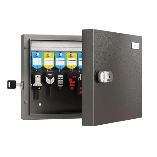 WeHere 16 Key Lock Box - Wall Mounted Key Cabinet with 3-Digit Combination Lock & Backup Key