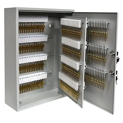 320 Key Cabinet - Dual Lock Control Key Box - Welded 22 Gauge Steel Construction - Scratch Resistant - Write-On Key