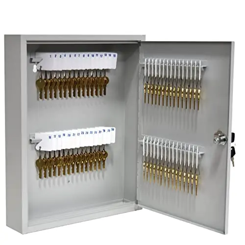 BankSupplies Fort Knox Key Holder Cabinet - 60-Key Cabinet - 60 Easy-to-Write-On Key Tags