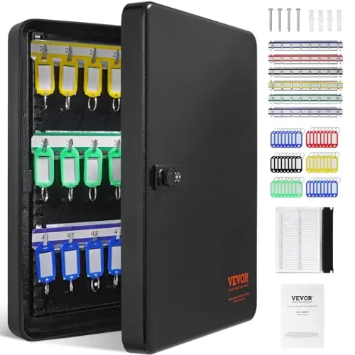 Key Safe with Combination & Key Lock, Digital Security Storage Box Steel Key Organizer with Adjustable Racks