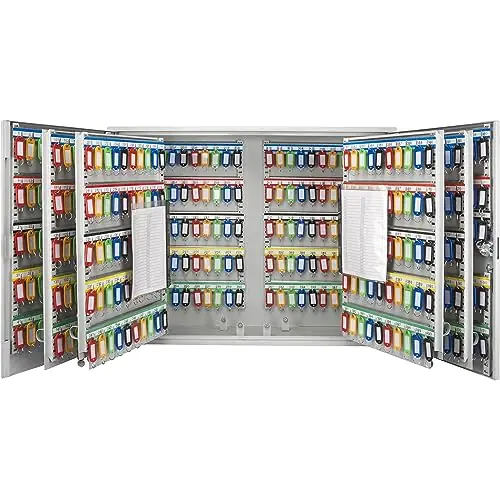600 Position Key Cabinet – Wall Mount Key Safe with Numbered Hooks, Index Log Sheet, Colored Tags