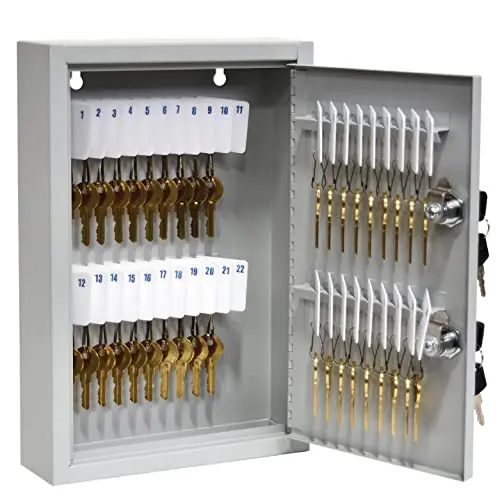 Fort Knox 40 Key Cabinet - Dual Lock Control Key Box - Welded 22 Gauge Steel Construction - Scratch Resistant