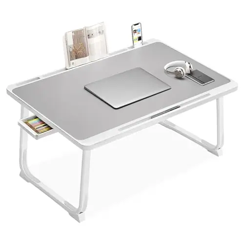Extra Large 23 Inch Foldable Laptop Bed Desk with Storage Drawer & Bookstand