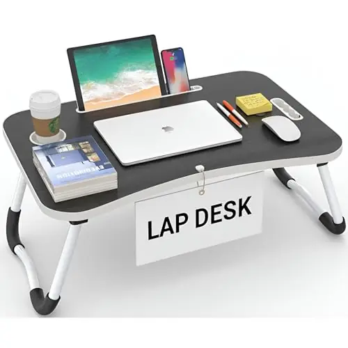 Lap Tables for Adults & Kids - Suitable Tablet and Laptop Stand for Bed - Include iPad Slot and Cup Holder