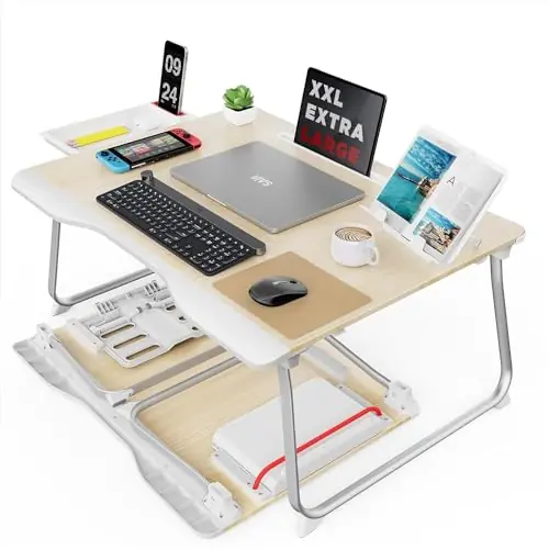 Extra Large 25.6" x 19.3" Portable Floor Stand Laptop Desk Table for Adult,Kids, Wood Bed Tray Table Lap Desk Visit the SAIJI Store