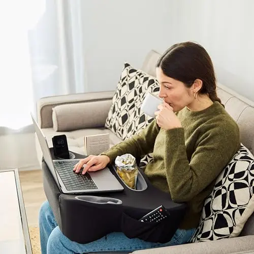 Cushioned Lap Pillow for Reading, Gaming, Work & Travel, Soft & Portable Laptop Desk for Bed, Couch