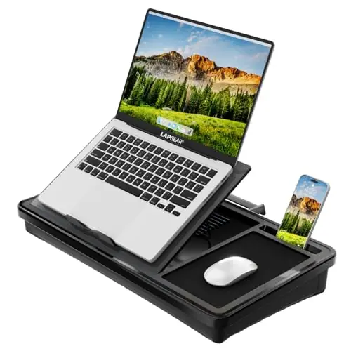 Pro 2.0 Lap Desk with 9 Adjustable Heights, Built-in Mouse Pad & Phone Slot – Full Microbead Cushion