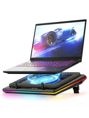 llano V12 Gaming Laptop Cooling Pad, RGB Laptop Cooler, Laptop Cooling Fan Stand with 5.5 Inch Powerful Turbofan
