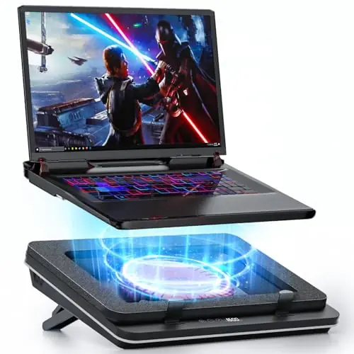 Sealed Foam for Rapid Cooling Gaming Laptop,14.1-19.3 inch Laptop Cooler with Adjustable Brackets,Dust Filter,Touch Start